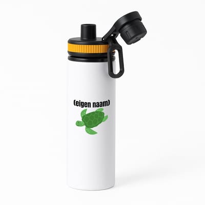 Hacebo® - schildpad met eigen naam waterfles met draaidop oranje - Schildpad - schildpad liefhebbers - iemand die houdt van schildpadden - verjaardag - cadeau - kado - geschenk - water fles - 850ML