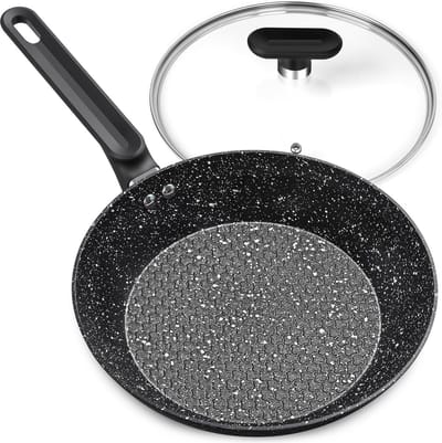 Non Stick Koekenpan met Deksel 26cm - Gezonde Granieten Braadpan voor Inductie