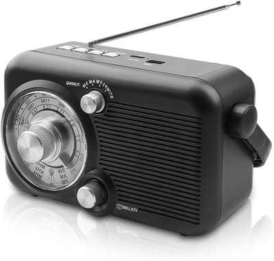 Draagbare Radio - Kofferradio Bluetooth - Muziek Luisteren - AM FM SW Ontvangst - 23 cm Breed - Zwart