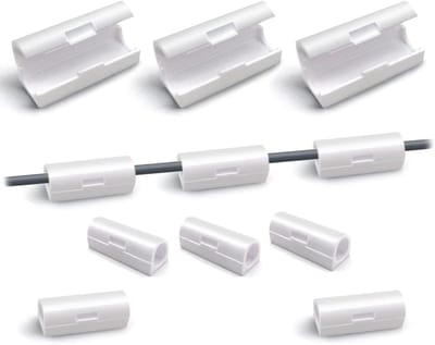Set van 40 Zelfklevende Kabelclips - Ronde Kabelhouders voor Kabelbeheer op Bureau, Kantoor en Thuis - Wit en Klein