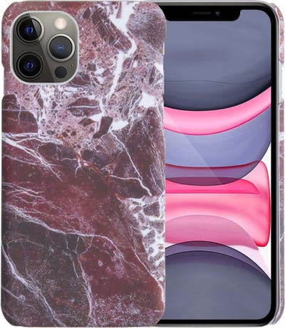 Hoesje Geschikt voor iPhone 11 Pro Hoesje Marmer Case Hard Cover - Hoes Geschikt voor iPhone 11 Pro Case Marmer Hoesje Backcover - Rood