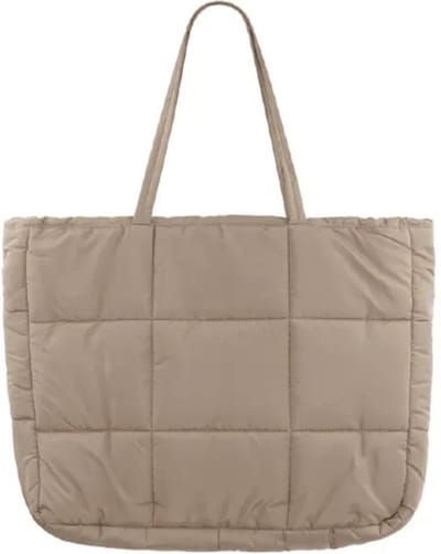 Taupe Gewatteerde Shopper All Day - Trendy Ruime Shoppers - Grote Modieuze Tassen - Taupe