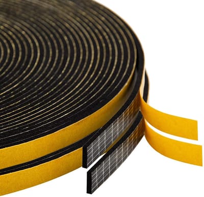 Afdichtingstape voor deuren, ramen, zelfklevende schuimrubberen band, deurafdichting, ramen, rubberen afdichting voor botsingsafdichting, geluidsisolatie (6x1,5mmx20m, zwart-geel)