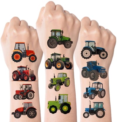 Dailygoods- Boerderij Stickers 80 Stuks - Tractor Tijdelijke Tattoo - Feestdecoratie - Weggevertjes - Cadeau - Kleurrijke Ontwerpen - Tijdelijke Tattoos