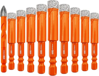 Tegelboor Set - Diamant Boren - Keramiek Boren - 10 Stuks Set - 10 mm - Oranje