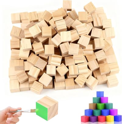 200 Stuks Houten Blokken 10mm voor Creatieve Projecten, DIY Knutselwerk en Schilderen