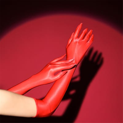 Sexy Dames 5D Dunne Olie Glanzend Elastische Handschoen Doorzichtig Ultradun Zonwerend Rijhandschoen Luxe Dienstmeisjeskleding One Size red