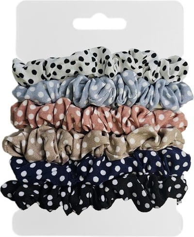 Fako Fashion - Haarelastiek - Scrunchie - Haarwokkel - Haarband - Polka Dots - 6 Stuks