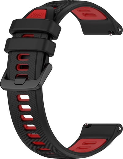 Siliconen bandje - geschikt voor Garmin Venu (2 Plus) / Venu SQ (2) / Vivomove (Style - Sport) / Vivoactive 3 / 5 / 6 / Forerunner 55 / 165 / 245 / 645 / 570 - 42mm - zwart-rood