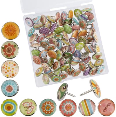 Dailygoods- Punaises 80 Stuks - Decoratieve Spelden - Creatieve Tekenstiften - Voor Prikbord/Kurkplaten - Kleurrijk - Trendy Ontwerp