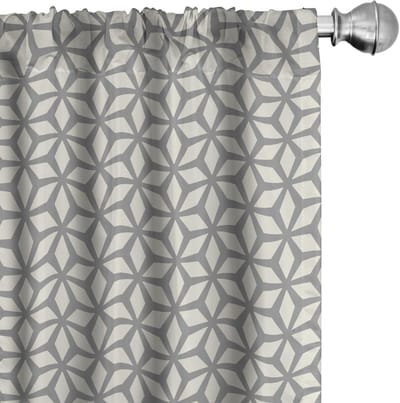 ABAKUHAUS Geometrische Gordijnen – Rhombus Ster – 2x150x225 cm – ivoor/grijs