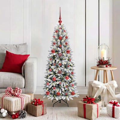 vidaXL - Kunstkerstboom - Wit - 120 - cm - PVC - en - plastic - en - staal - en - PE