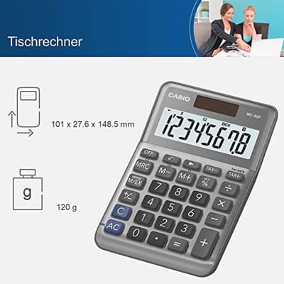 Tafelrekenmachine 8-cijferig met belastingberekening en zonne-energie