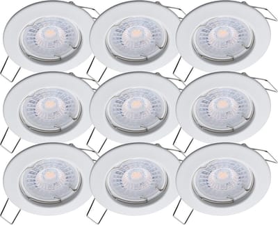 Set van 9 LED Inbouwspots - Warm Wit Licht (2700K) met Bewegingssensor