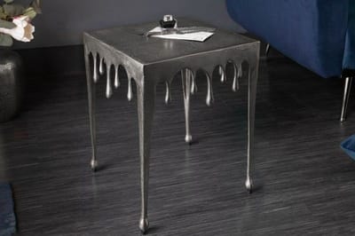 Extravagante bijzettafel LIQUID LINE S 34cm zilver traandesign - 40641