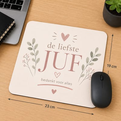 Muismat De Liefste Juf – 23 x 19 cm – Bedankt Juf Cadeau – Juffendag Cadeau – Einde Schooljaar – Bureau Accessoire
