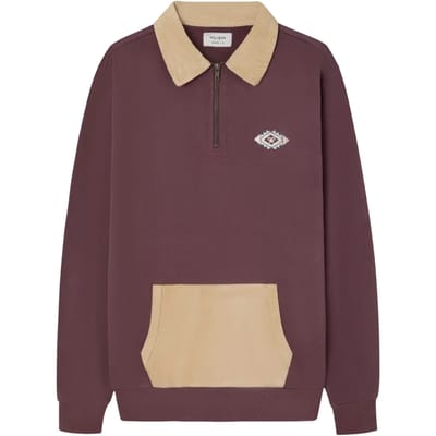 Sweatshirt 1/2 rits met polo-kraag en etnische borduring van een racket Silbon