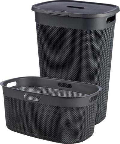 Curver Filo Wasmand met deksel 55L + Wasmand 45L - Antraciet