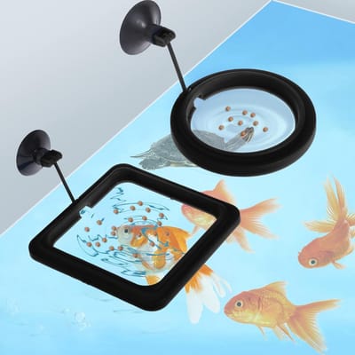 Allecto Plus - Voederstation voor aquarium vissen - Voederringen - Drijvende voedcirkel - Voorkomt turbulentie - 2 stuks - Zuignap - Zwart - Voeding.