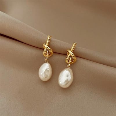 Nouvelles Boucles d'Oreilles Plates Perles Plates Assemblées Couleur Or Élégant Français Pour Mode Coréenne Bijoux Fête Accessoires Doux pour Femmes brown