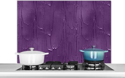 Spatscherm Keuken - Kookplaat Achterwand - Spatwand Fornuis - 100x65 cm - Verf - Paars - Patronen - Aluminium - Wanddecoratie - Muurbeschermer - Hittebestendig