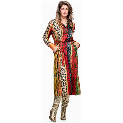 Mucho Gusto Dress Turin Long Snake Colorful Multicolor Größe: S | Midikleider Outlet | Damen