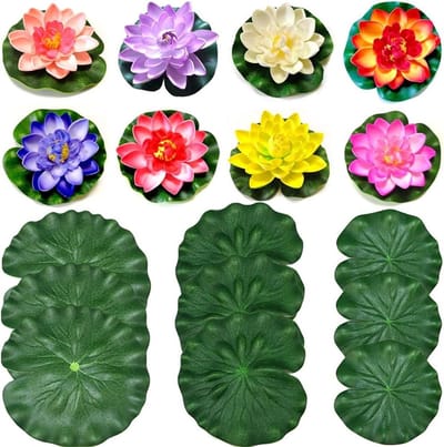 Kunstbloemen voor vijver en aquarium met drijvende zeerozen en lotusbloesems