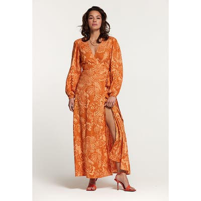 Shiwi Nairobi Dress Artsy Leaves Fresh Apricot Orange Size: XS | Maxi Dresses Outlet | Dames | Oranje