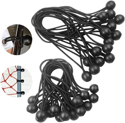 Zwarte Rubber Loops voor Tensioners, Ideaal voor Zeilen, Banners en Bouwhekken (30 stuks, 15 cm + 20 cm)