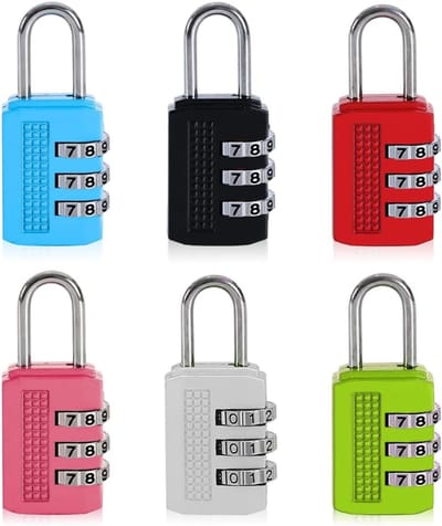 6 stuks, 3-cijferig cijfersloten, herstelbaar klein hangslot, bagage, cijferslot, combinatieslot, kofferslot voor koffer, gereedschapskist, rugzakken, dagboeken