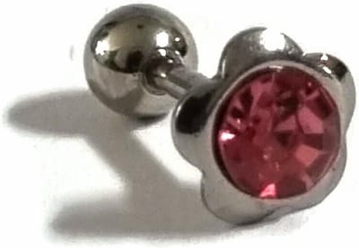 Aramat Jewels | Piercings | Roze Helix Tragus Piercing met Steentje - 6mm | | | |6mm | Staal | Volwassenen | Verkleurd niet