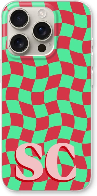 Gepersonaliseerd - Case Company® - Hoesje geschikt voor iPhone 16 Pro hoesje - Grid Monogram - Soft Cover Telefoonhoesje - Bescherming aan alle Kanten en Schermrand