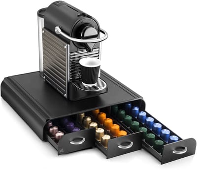 Capsuledispenser Met 3 Schuifladen, Kunststof, Zwart