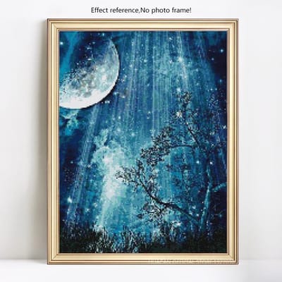 5D DIY Diamond schilderij borduurwerk nacht MoonTree Diamond mozaïek kruissteek 20X30CM blue