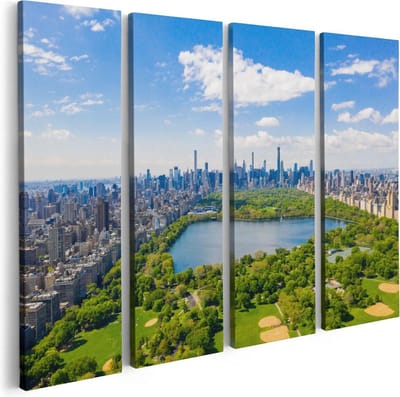 Artaza Canvas Schilderij Vierluik Central Park In New York Met Wolkenkrabbers - 80x60 - Foto Op Canvas - Canvas Print