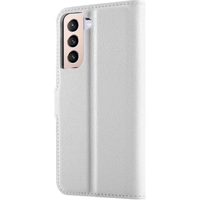 ShieldCase Hoesje geschikt voor Samsung Galaxy S21 Plus wallet bookcase - wit - Stijlvolle Beschermhoes - Duurzaam Telefoonaccessoire - Handige Opbergvakken Hoesje - Luxe Wallet Cover