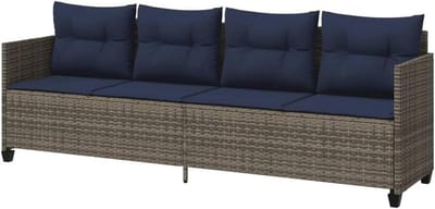Ligbed met kussen - Tuinstoel terrasmeubel - Genieten van buitenleven - Duurzaam poly rattan - 204 cm lang - Grijs