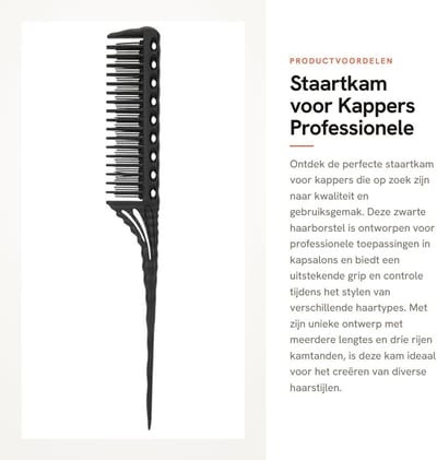 Dailygoods- Kapperskam Professionele Kapperskam - Drie Rijen Kamtanden - Antistatisch - Hoogwaardig PP-Materiaal - Temperatuurbestendig - Flexibel en Comfortabel - Haarkam
