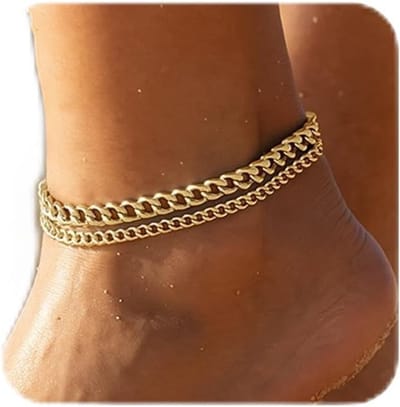 Elegante Enkelbanden voor Dames, 14K Goud Vergulde Cuban Chains, Aanpasbare Maat, Perfect als Moederdag Cadeau voor het Strand