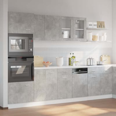 vidaXL - 7-delige - Keukenset - Lyon - bewerkt - hout - betongrijs
