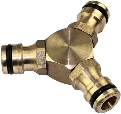 Allecto - 3-Weg Y-Tuinslangaansluiting - Sneladapter voor 3 Tuinslangen - Messingstaal - Robuust en Betrouwbaar - Ideaal voor Bewateringssysteem - ..