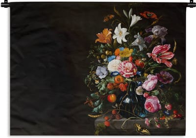Wandkleed - Wanddoek - Oude meesters - Kunst - Vaas met bloemen - Jan Davidsz de Heem - 120x90 cm - Wandtapijt