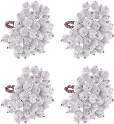 160 stuks zilver mat fruit bessen hulst kerstbloemen kunstbloemen bessen kerstboom bloem decoraties, kerst tafel kransen bloem decoratie (zilver mat - 160 stuks)