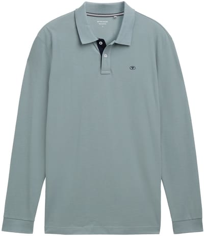 Tom Tailor - Piqué-poloshirt met lange mouwen - Maat XXXL - grey mint