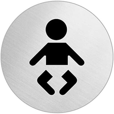 RVS Zelfklevend Bordje voor Baby Verschoontafel Deur Ø 100 mm