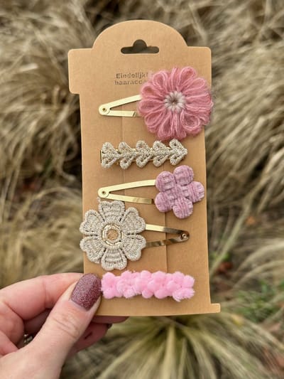 Haarspeldjes voor meisjes - Haaraccessoires meisjes - Haarspeldjes voor meisjes en baby's - Haarknipjes - Haarclips - handgemaakte haaraccessoires – Haarknipjes bloem wol – Cadeautje – Haaraccessoires bruiloft - Roze