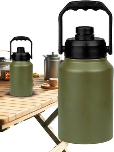 Isoleeremmer met deksel - IJsemmer met handvat - Dranken koel houden - Dubbellaags vacuümtechnologie - 2 liter inhoud - Legergroen