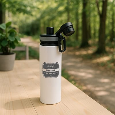 Hacebo® - De beste meester waterfles met draaidop grijs - Meester - geweldige meester - school - verjaardagscadeau - afscheidscadeau - kado - water fles - 850ML