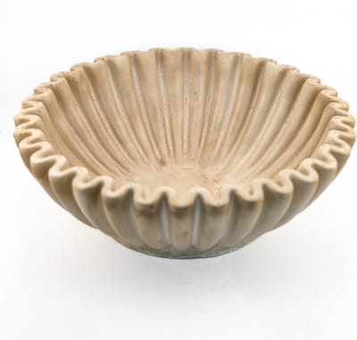 HomeBound by KY | Aardewerk tray ribbel beige | decoratieve schaal | 25x25x8,5cm | schaal | tray