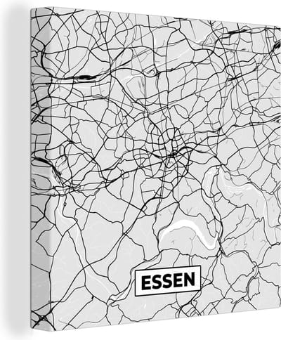 Canvas Schilderij Essen - Kaart - Plattegrond - Duitsland - Stadskaart - 20x20 cm - Wanddecoratie